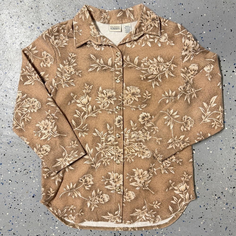 Classic Elements Long Sleeve Floral Button Down Shirt - Picture 2 of 4